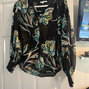 Chico's Black Relaxed Long Sleeve Blouse